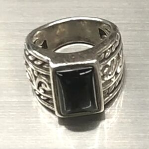 Silpada 925 Sterling Silver Black Chalcedony Filigree Ring R1096